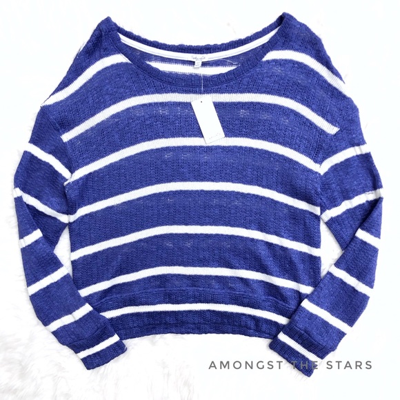 Purple Multi Stripe Open Knit Sweater Beach Cover Up